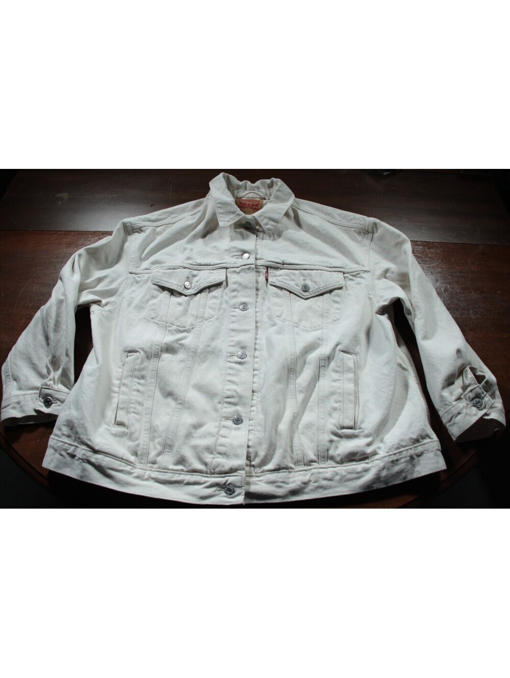 Women's Levi's White Cream Denim Jacket 1X Trucker Jean